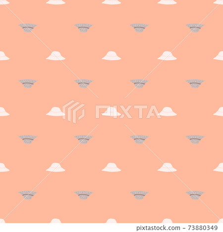 Sunny headdress seamless pattern with simple panama silhouettes. Pink pastel background. Flat print. 73880349