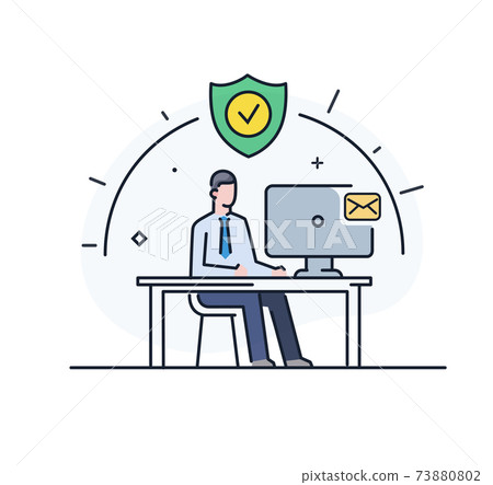 Businessman working remotely, isolation 73880802