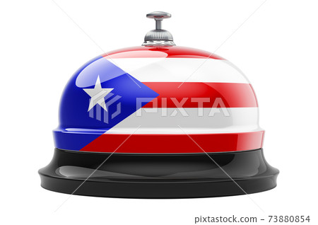 Reception bell with Puerto Rican flag, 3D rendering 73880854