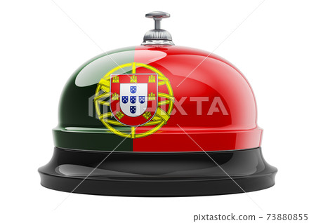 Reception bell with Portuguese flag, 3D rendering Reception bell with Portuguese flag, 3D rendering 73880855