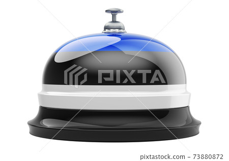 Reception bell with Estonian flag, 3D rendering Reception bell with Estonian flag, 3D rendering 73880872