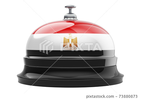 Reception bell with Egyptian flag, 3D rendering 73880873