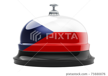 Reception bell with Czech flag, 3D rendering 73880876