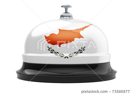 Reception bell with Cypriot flag, 3D rendering 73880877