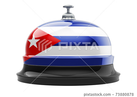 Reception bell with Cuban flag, 3D rendering Reception bell with Cuban flag, 3D rendering 73880878
