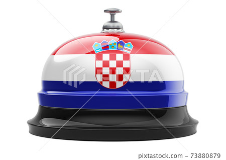 Reception bell with Croatian flag, 3D rendering Reception bell with Croatian flag, 3D rendering 73880879