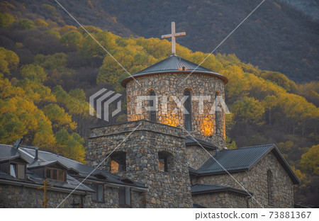 Fiagdon Monastery in the Caucasus Mountains. Fiagdon Monastery in the Caucasus Mountains. 73881367