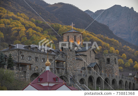 Fiagdon Monastery in the Caucasus Mountains. Fiagdon Monastery in the Caucasus Mountains. 73881368