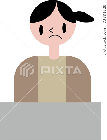 A woman in office casual who works alone while making a difficult face to the computer A woman in office casual who works alone while making a difficult face to the computer 73881529