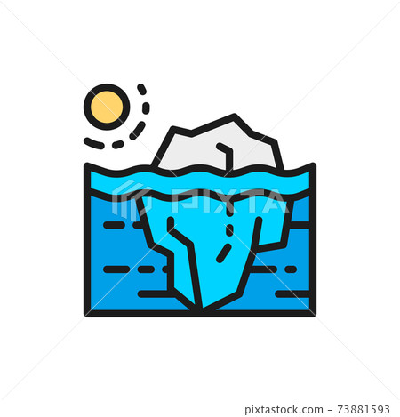 Global warming, iceberg flat color line icon. Isolated on white background 73881593