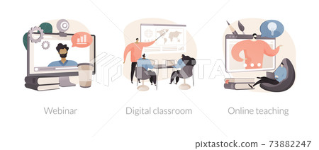 Online education abstract concept vector illustrations. Online education abstract concept vector illustrations. 73882247