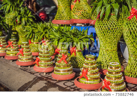 Decoration item for Lunar new year with text Happy new year in Vietnamese and wishes of all the best Decoration item for Lunar new year with text Happy new year in Vietnamese and wishes of all the best 73882746