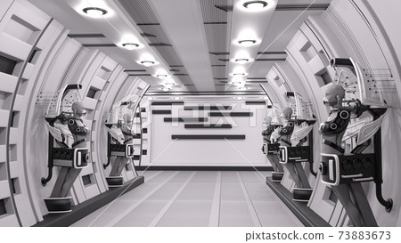 Artificial intelligence. Cybernetic laboratory with multiple cyber. 3d rendering, 3d illustration. Artificial intelligence. Cybernetic laboratory with multiple cyber. 3d rendering, 3d illustration. 73883673
