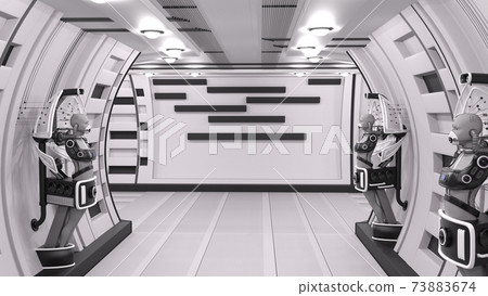 Artificial intelligence. Cybernetic laboratory with multiple cyber. 3d rendering, 3d illustration. Artificial intelligence. Cybernetic laboratory with multiple cyber. 3d rendering, 3d illustration. 73883674
