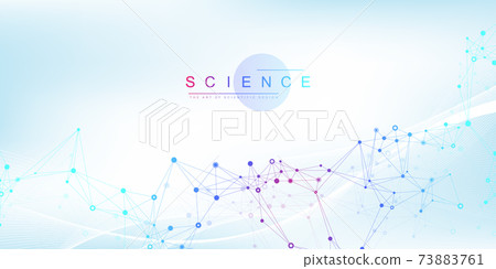 Big Genomic Data Visualization. DNA helix, DNA strand, DNA Test. CRISPR CAS9 - Genetic engineering. Molecule or atom, neurons. Abstract structure for Science or medical background, banner. Wave flow. 73883761