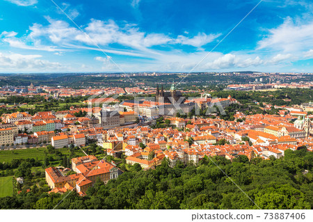 Panoramic aerial view of Prague Panoramic aerial view of Prague 73887406