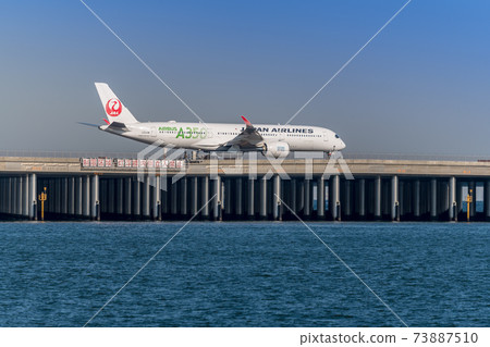 [JAL aircraft taxiing runway Ⅾ from Ukishimacho Park] 73887510