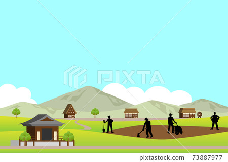 People cultivating fields Rural background People cultivating fields Rural background 73887977