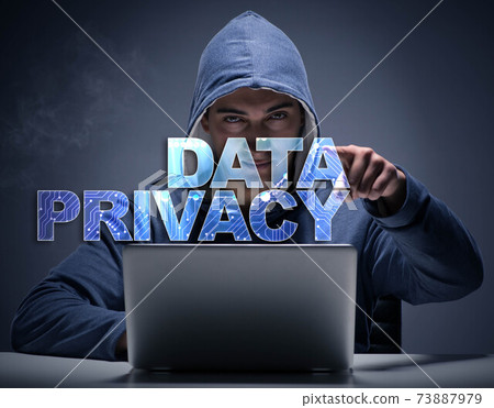 Data privacy concept with hacker stealing personal information Data privacy concept with hacker stealing personal information 73887979