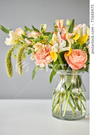 Bouquet 005, step by step installation of flowers in a vase. Flowers bunch, set for home. Fresh cut flowers for decoration home. European floral shop. Delivery fresh cut flower. Bouquet 005, step by step installation of flowers in a vase. Flowers bunch, set for home. Fresh cut flowers for decoration home. European floral shop. Delivery fresh cut flower. 73888475