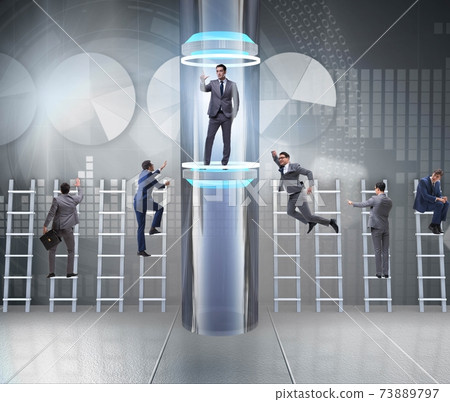 Businessmen in accelerated and fast promotion concept 73889797