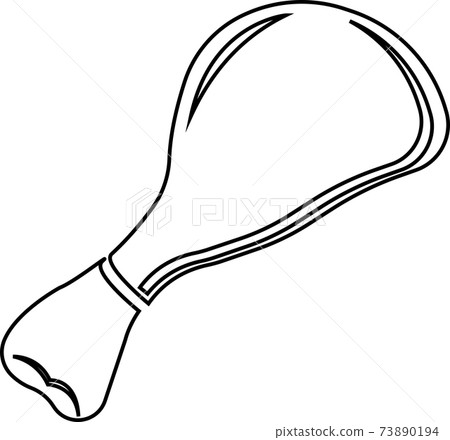 Chicken leg contour isolated on white background. Vector black and white illustration. 73890194
