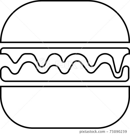 Burger contour isolated on white background. Vector black and white illustration. 73890239