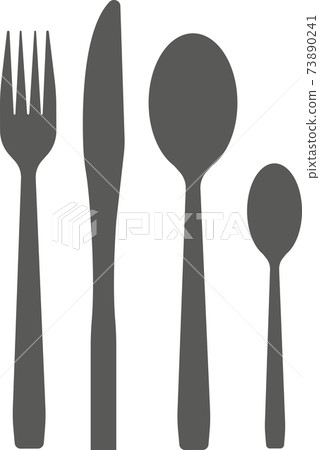 Cutlery on a white background. Vector black and white illustration. Cutlery on a white background. Vector black and white illustration. 73890241