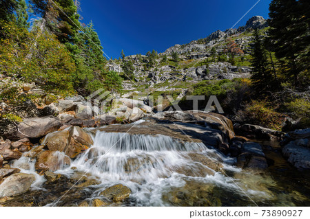 Sunny view of the Horsetail Fall Trail at Lake Tahoe Sunny view of the Horsetail Fall Trail at Lake Tahoe 73890927