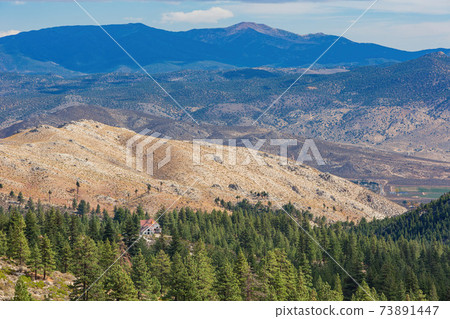 Sunny high angle view of the rural area of Carson City 73891447