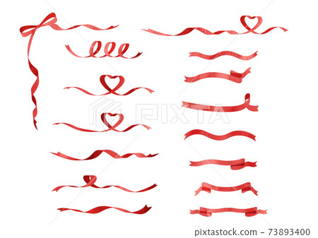Watercolor-style ribbon material set red Watercolor-style ribbon material set red 73893400