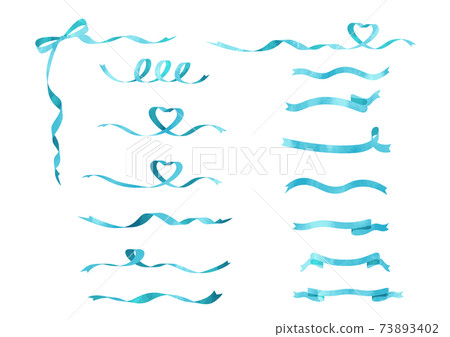 Watercolor-style ribbon material set, light blue, blue Watercolor-style ribbon material set, light blue, blue 73893402