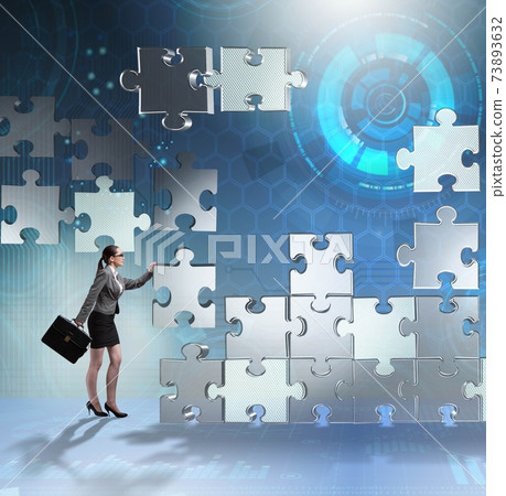 Business concept of teamwork with puzzle pieces 73893632