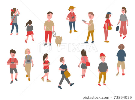 People's daily life hand-drawn style illustration set People's daily life hand-drawn style illustration set 73894059