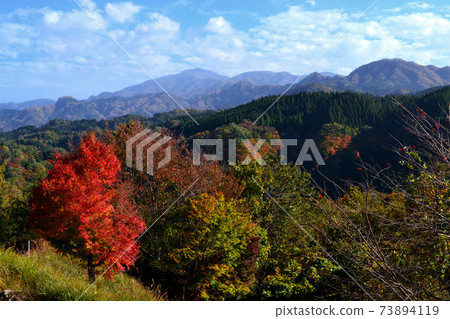 A view of the Yome Valley (Yome Valley Observatory), a famous spot for autumn leaves in Oita 73894119
