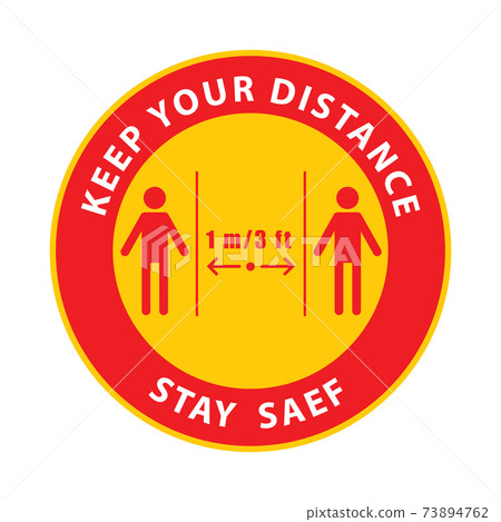 Social Distancing 1 Meter And 3 Feet Icon. Illustrator Vector Eps 10. 73894762