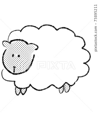 Monochrome illustration of sheep and Aries 73895211