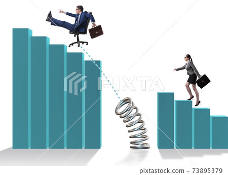 Business people jumping over bar charts 73895379