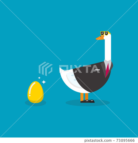 Goose wearing business suit with gold egg Goose wearing business suit with gold egg 73895666