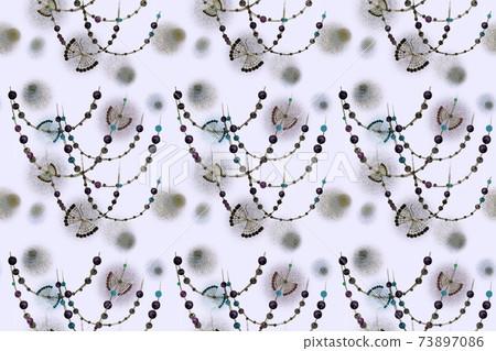Seamless pattern pearl necklace and butterfly illustration Seamless pattern pearl necklace and butterfly illustration 73897086