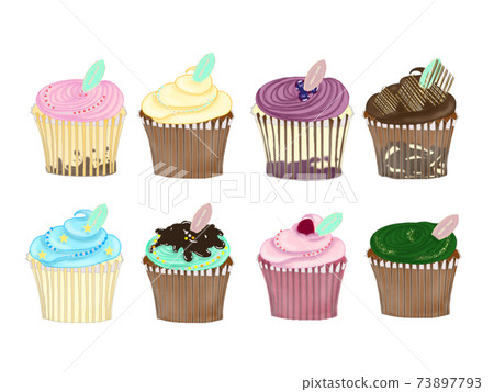Cute hand drawn illustration of cupcakes Cute hand drawn illustration of cupcakes 73897793