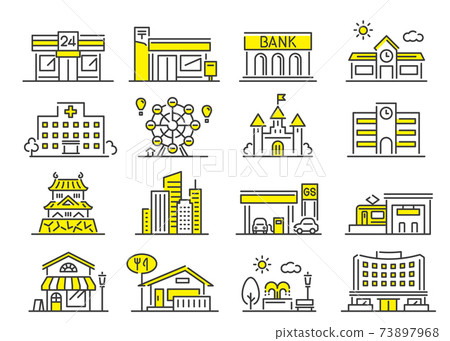 Vector Illustration Material: Building set in the city, simple 73897968