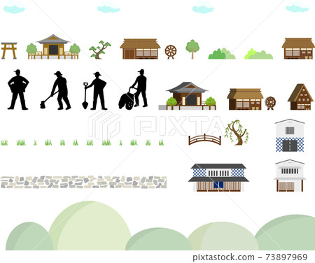 Japanese farmer icon set 73897969