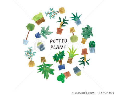 Casual touch Simple green potted plant illustration set 73898305