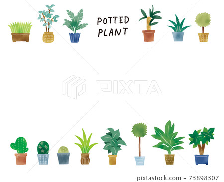 Casual touch Simple green potted plant illustration set 73898307