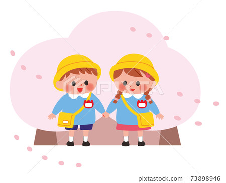 Kindergarten children illustration spring 73898946
