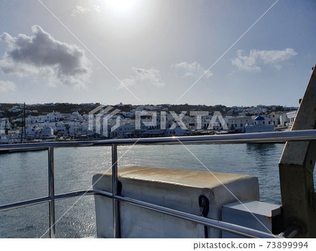 View of Mykonos Town from the boat View of Mykonos Town from the boat 73899994