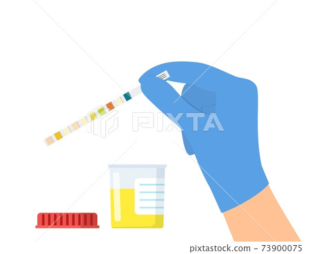 The doctor uses a urine test strip 73900075