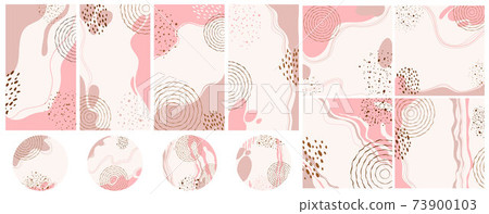 Social media stories, posts, highlights templates with copy space for text. Set of creative abstract background in minimal style with place for text. Design backgrounds for social media banner. 73900103