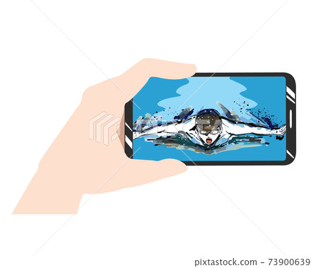 Smartphone horizontal screen, watching sports, no line Smartphone horizontal screen, watching sports, no line 73900639